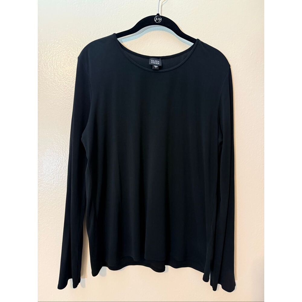 Eileen Fisher Stretch Silk Jersey Crew Neck Top